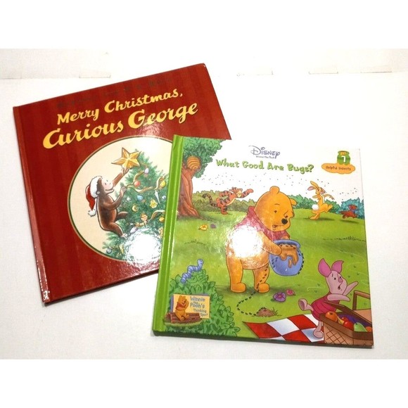 2 Children's Books Curious George Disney's Winnie The Pooh Storybooks Pictures - Picture 1 of 5